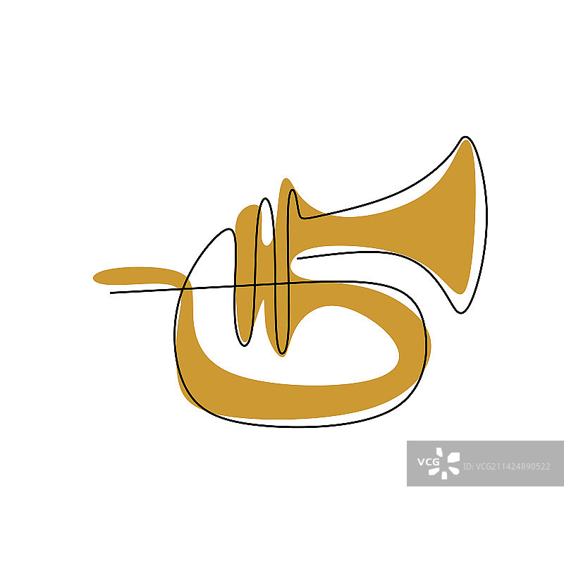 小号乐器的连续线条图片图片素材