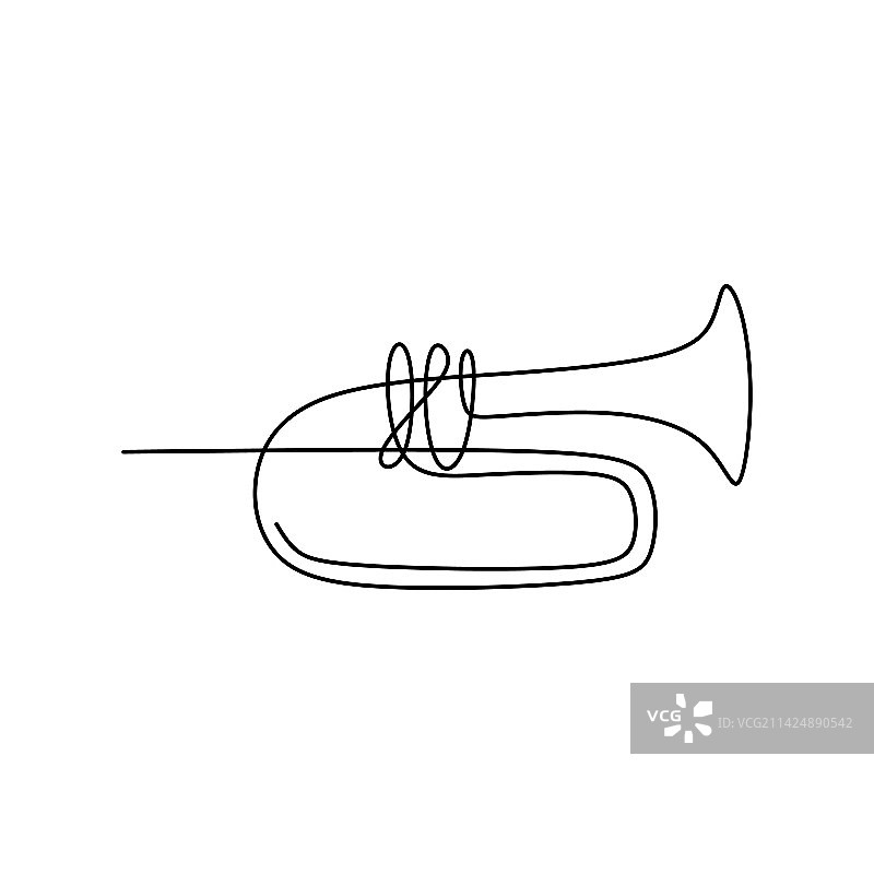 小号乐器的连续线条图片图片素材