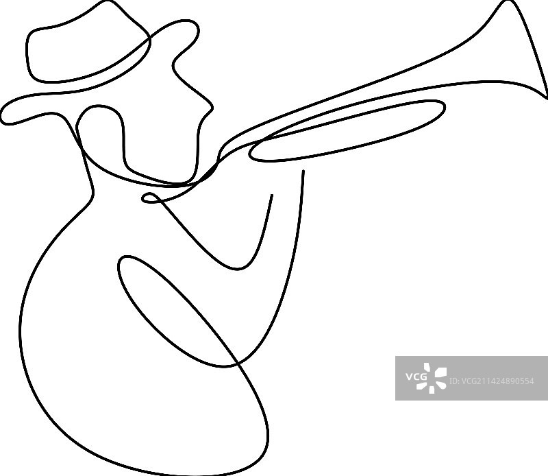 爵士音乐家演奏连续线条画图片素材