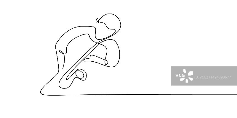 爵士音乐家演奏连续线条画图片素材