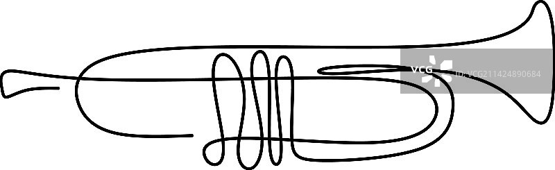 小号乐器的连续线条图片图片素材
