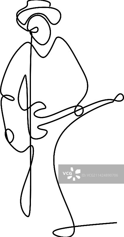 连续线条画弹吉他的人图片素材