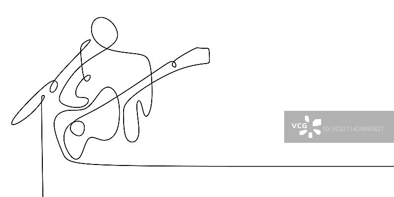 原声吉他手连续线条画图片素材