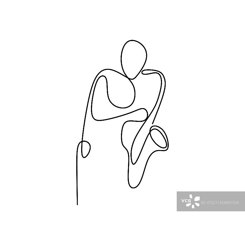 吹小号的人连续线条画图片素材