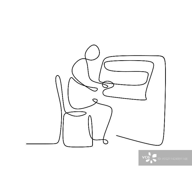 连续线条绘画弹钢琴图片素材