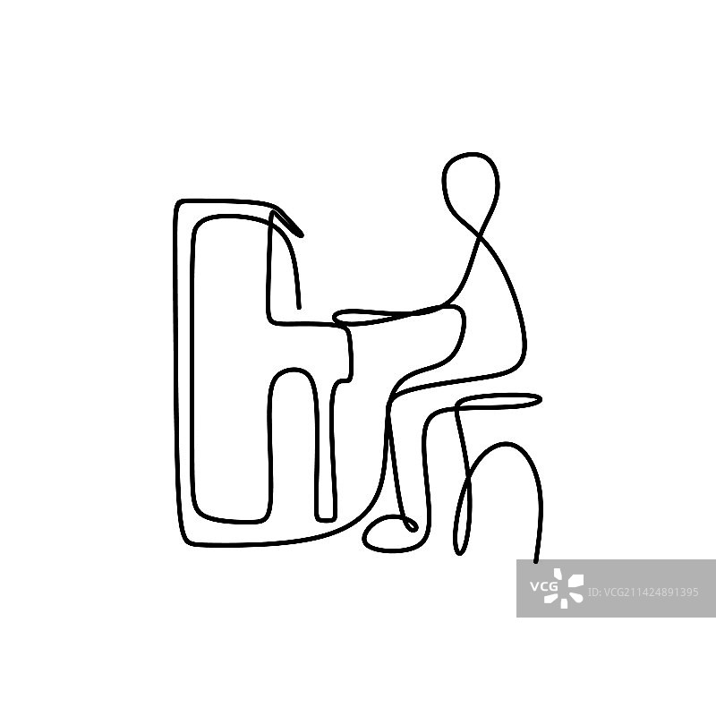 连续线条画：演奏者图片素材