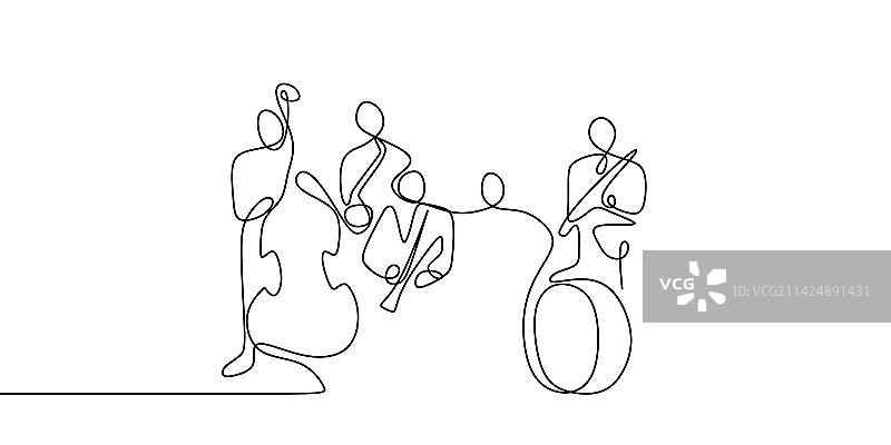 爵士乐连续线条画图片素材