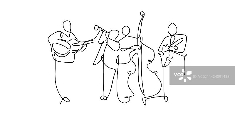 爵士乐连续线条画图片素材