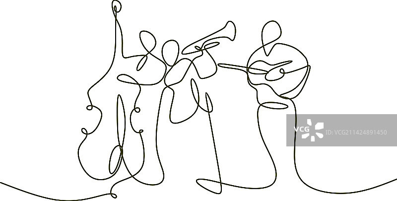 爵士乐连续线条画图片素材