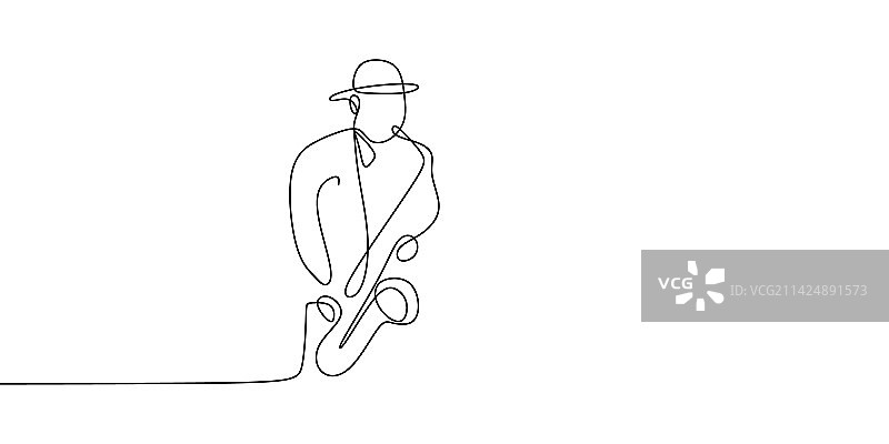 爵士乐连续线条画图片素材