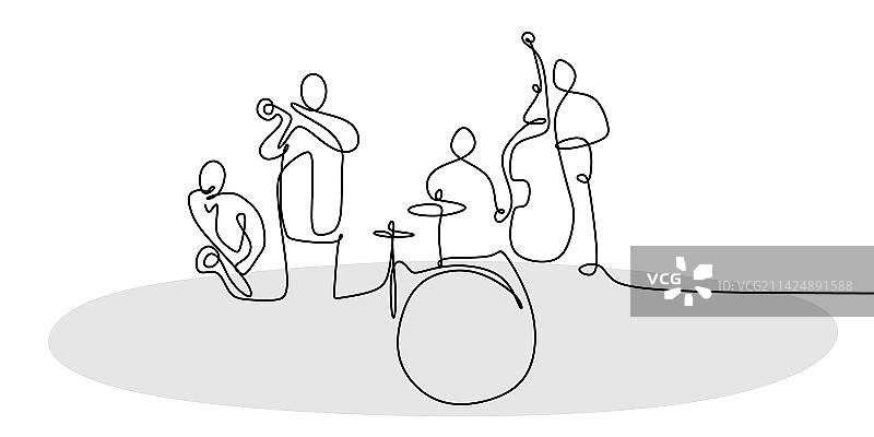 爵士乐连续线条画图片素材