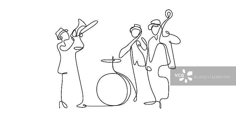 爵士乐连续线条画图片素材