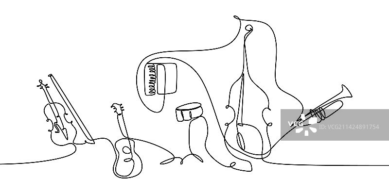 爵士乐连续线条画图片素材