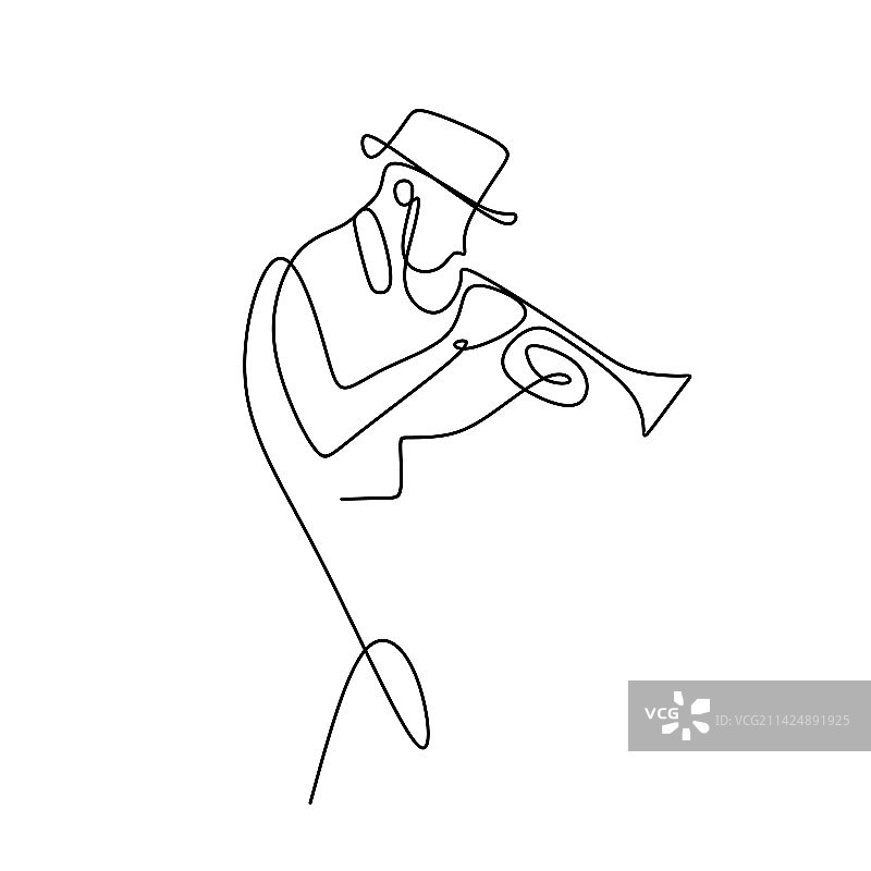 爵士乐连续线条画图片素材