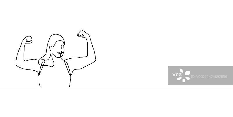 坚强女性极简线条画图片素材