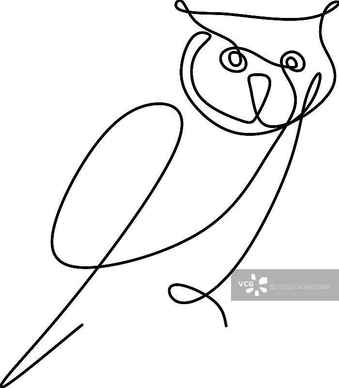 猫头鹰简笔连续线条画图片素材