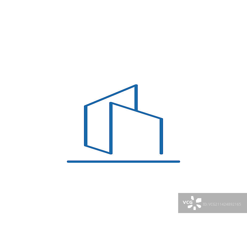 蓝色简约建筑Logo图标设计图片素材