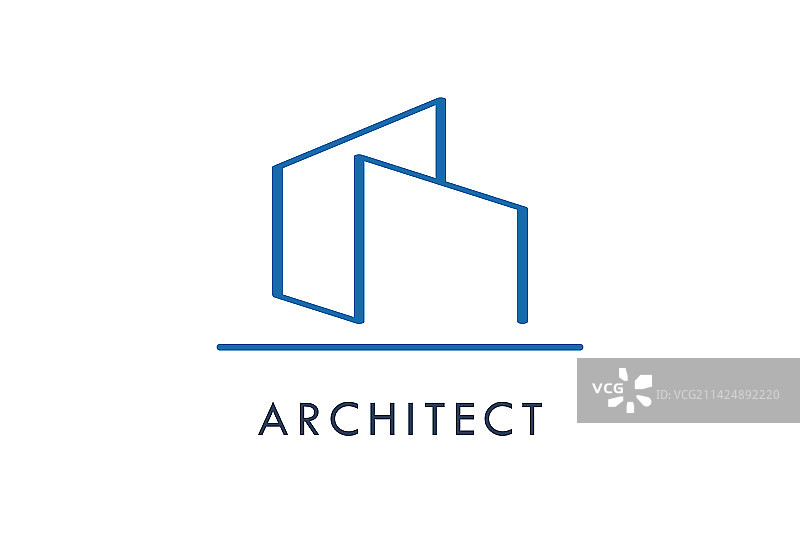 蓝色简约建筑Logo图标设计图片素材