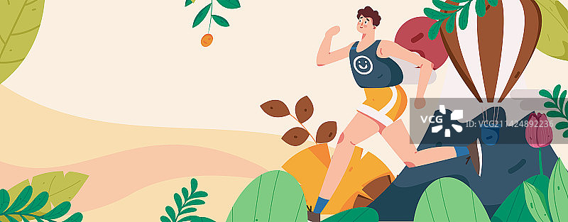 锻炼健康跑步的人物矢量互联网运营手绘插画图片素材