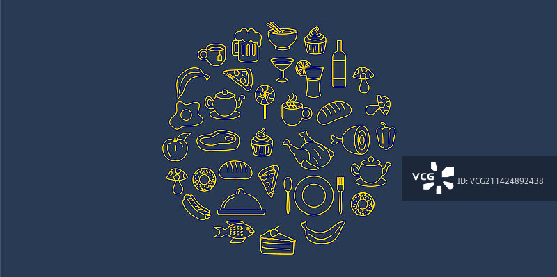 手绘复古涂鸦食物素材图片素材