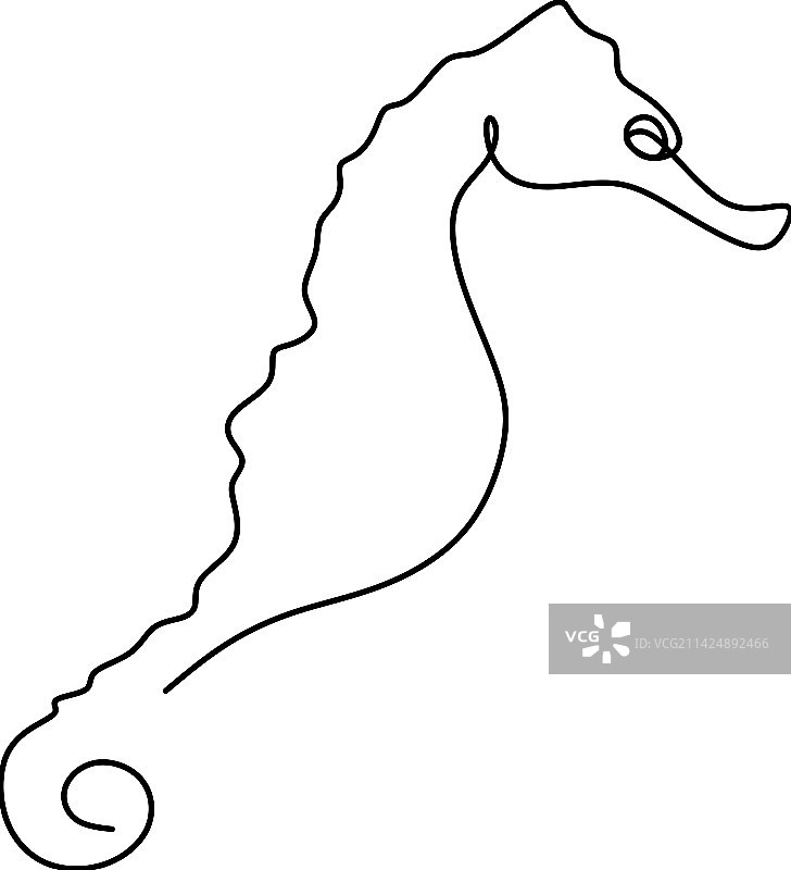 海马单线画极简设计图片素材