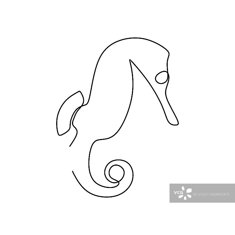 海马单线画极简设计图片素材