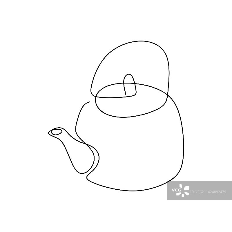 茶壶厨房单线连续画图片素材