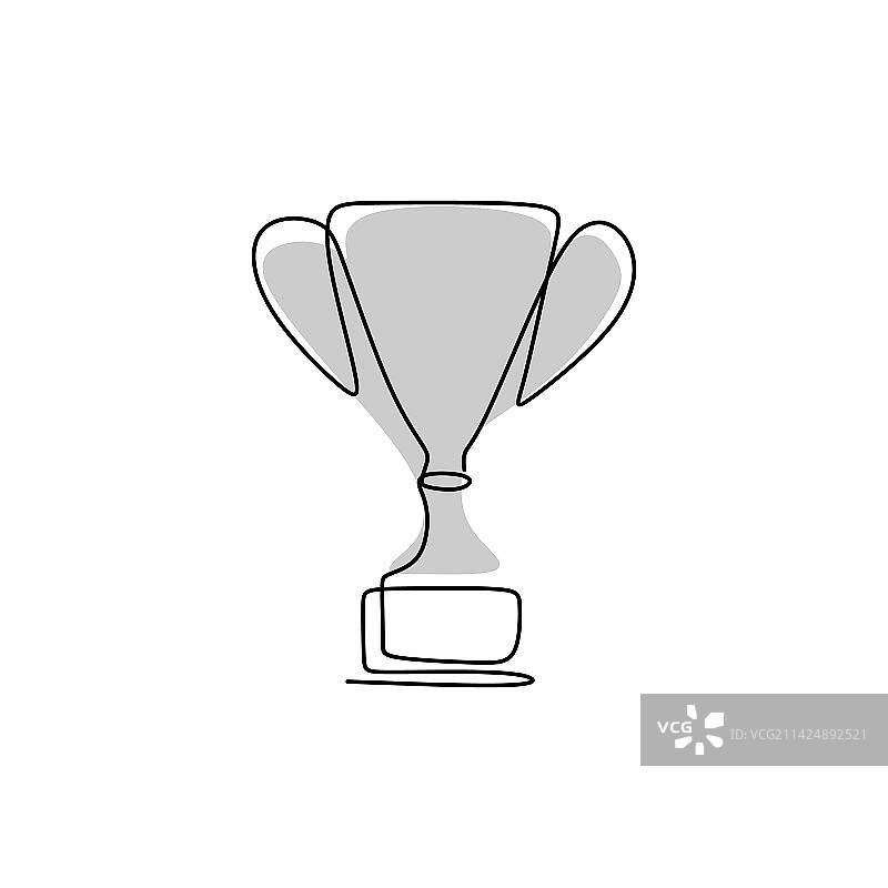 奖杯连续线条画图片素材