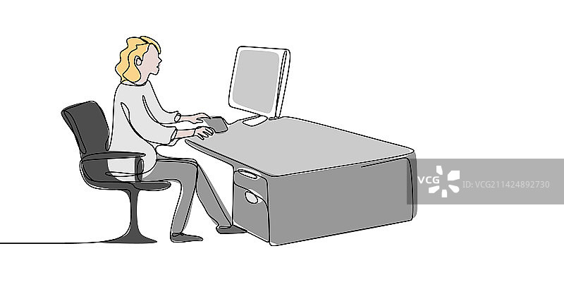 在…前面持续工作的线条画图片素材