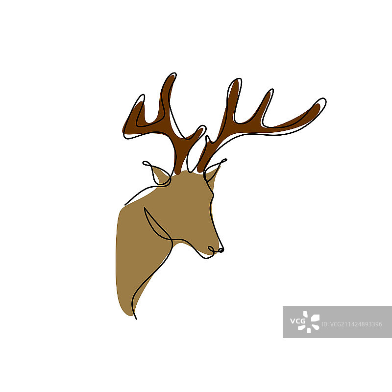连续线条绘制的鹿头图片素材