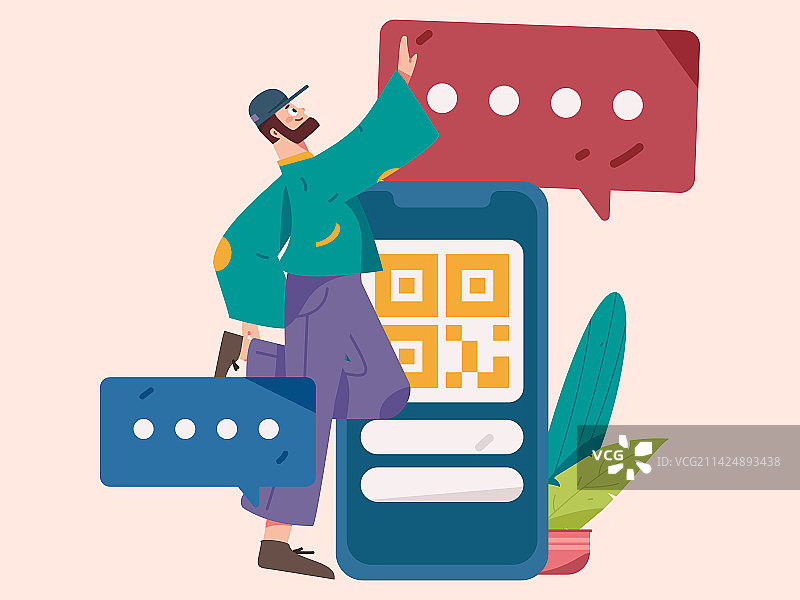 评论别人扁平矢量概念运营手绘插画图片素材