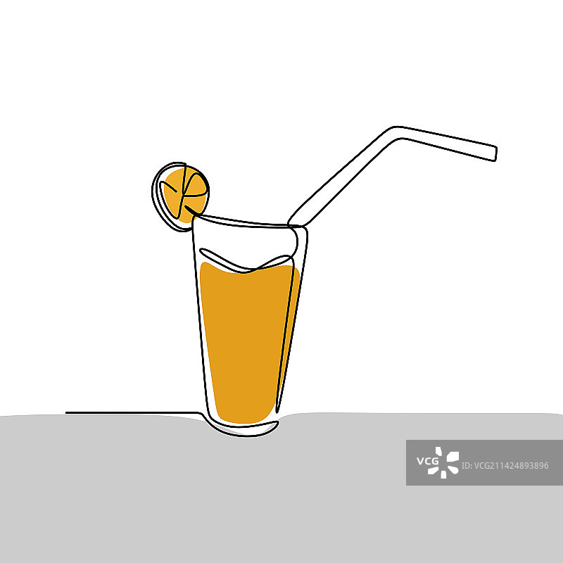 连续线条绘画：夏日橙汁图片素材