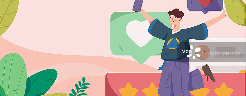 评论别人扁平矢量概念运营手绘插画图片素材