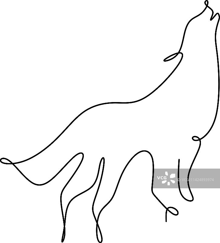 连续线条画：狼图片素材