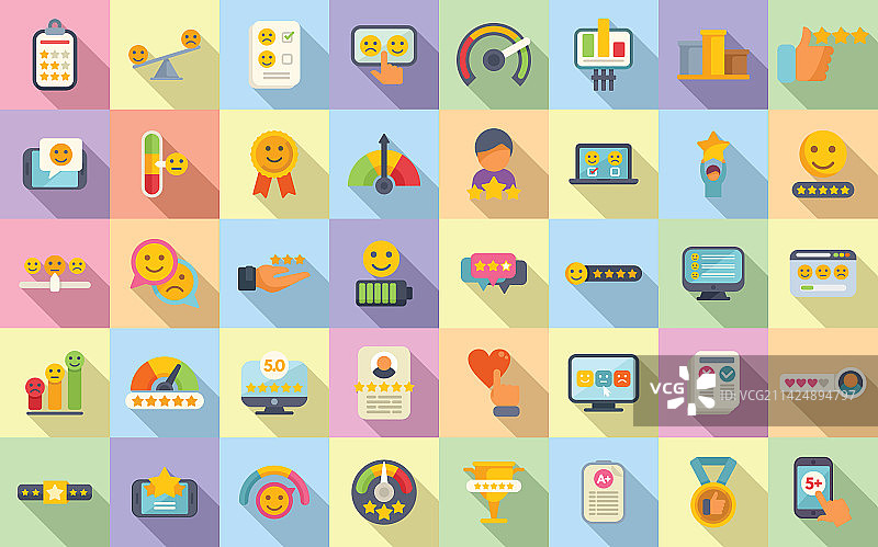 满意度图标集扁平化顾客图片素材