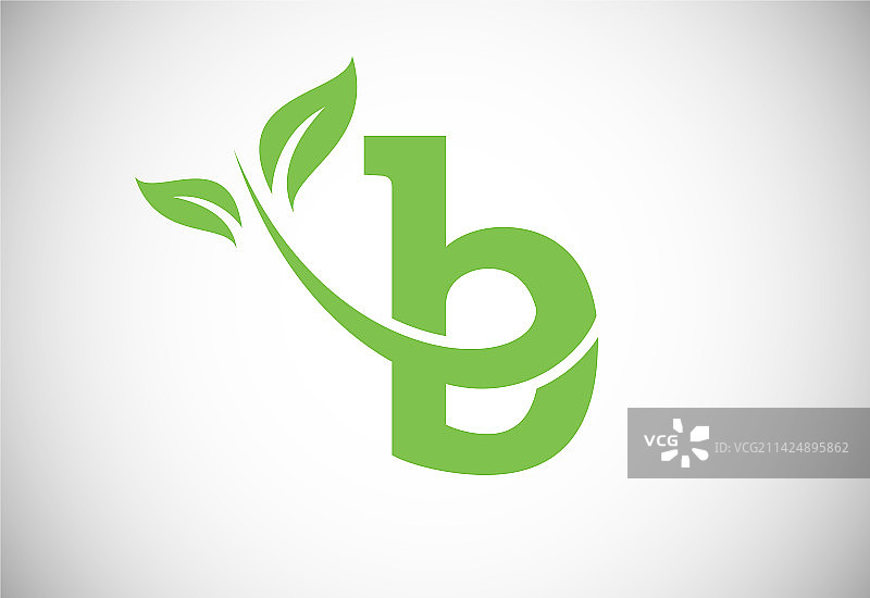 首字母B和叶子环保标志图片素材