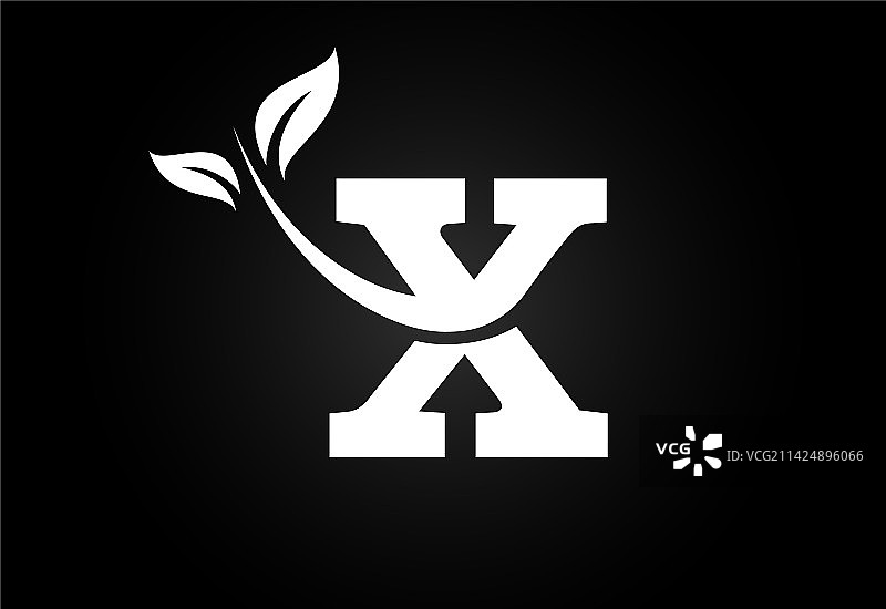 字母X与叶子环保标志图片素材