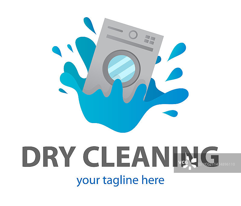 干洗创意标志或洗衣房标志图片素材