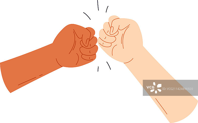 黑白紧握的拳头敲击扁平图标图片素材