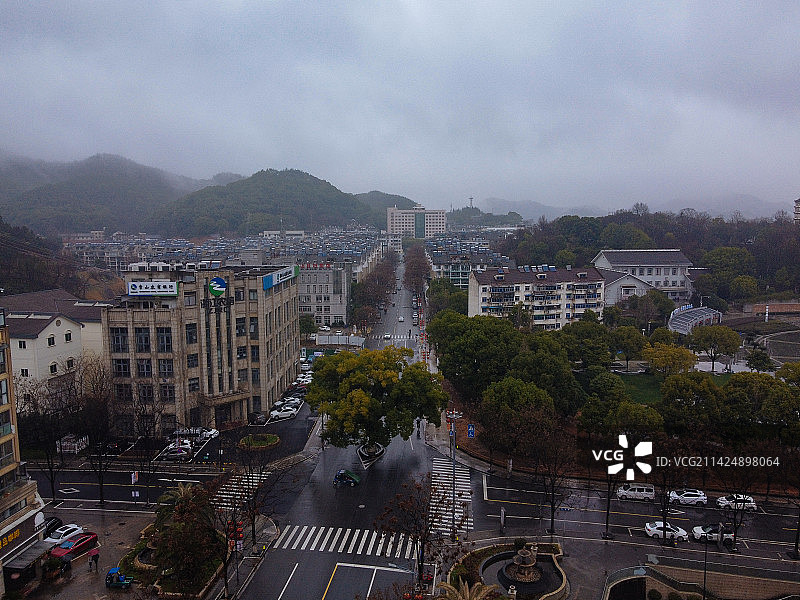 常山县 人民广场 金百汇中央广场 塔山公园 航拍图片素材