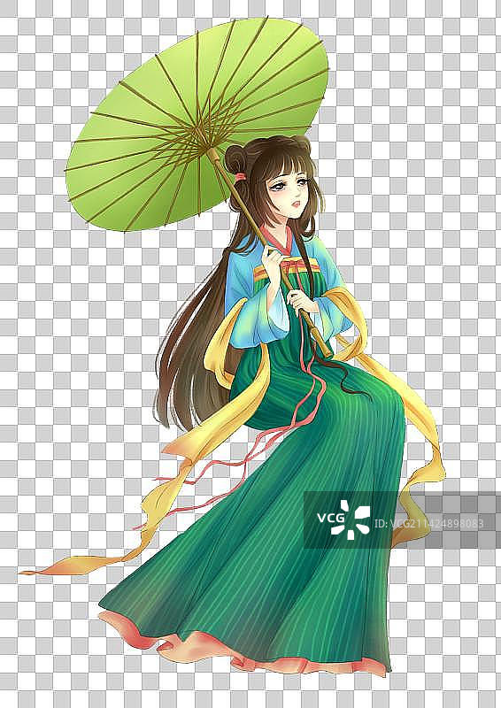 撑油纸伞汉服女孩图片素材