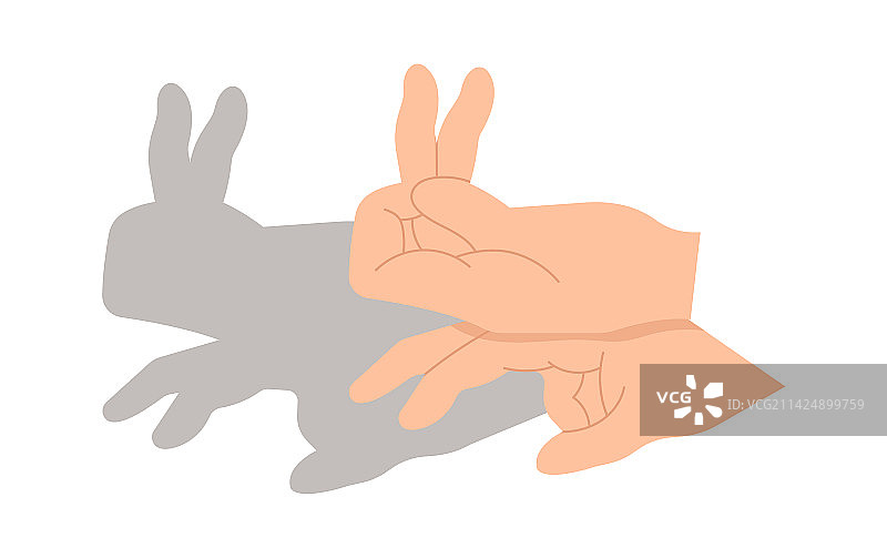 手影动物兔子扁平风格图标图片素材