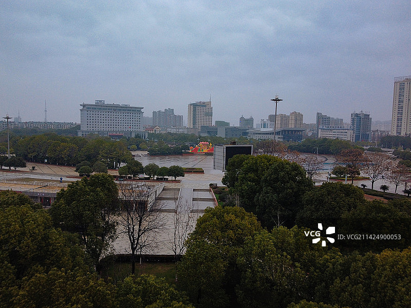丰城市 剑邑广场 丰跃名城 龙光东大道  地标 航拍图片素材