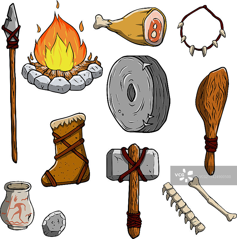原始人和猎人用品图案合集图片素材