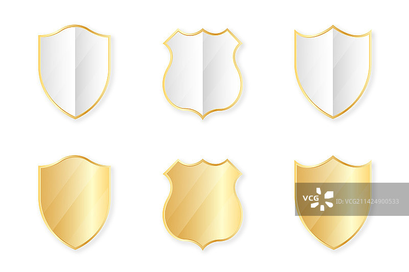 金色盾牌合集：金色徽章和标签图片素材