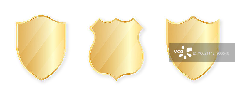 金色盾牌合集：金色徽章和标签图片素材