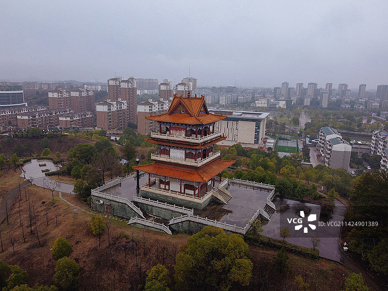 横峰县 兴安公园 艺术中心 端章大道 红枫公园 航拍图片素材