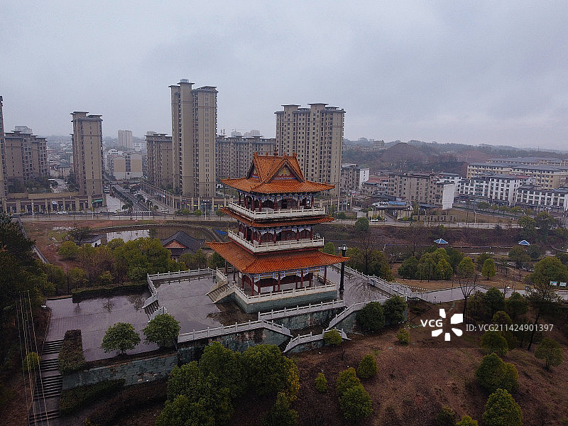 横峰县 兴安公园 艺术中心 端章大道 红枫公园 航拍图片素材