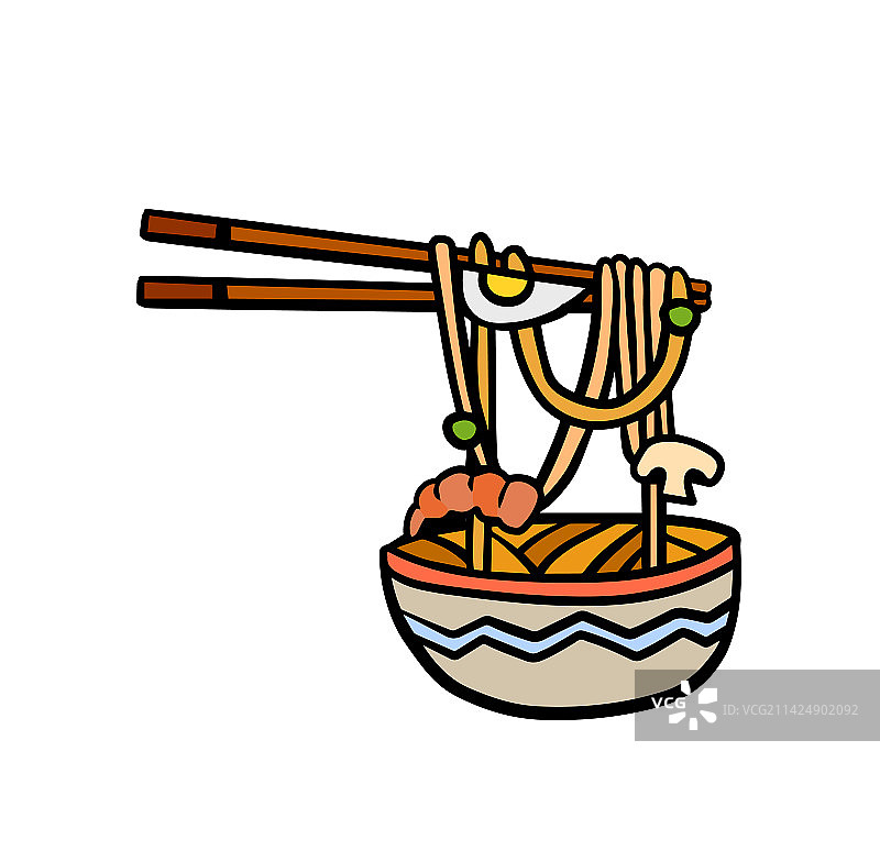 碗里的拉面和木筷图片素材