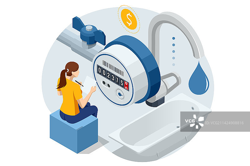 2.5D冷热水发票支付图片素材